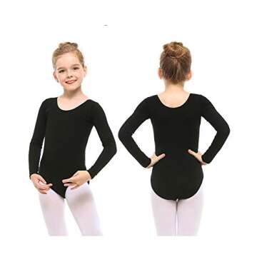 Stelle Girls Long Sleeve Team Basic Leotard Ballet Dance Gymnastics (Toddler/Little Kid/Big kid) (Black,4T)