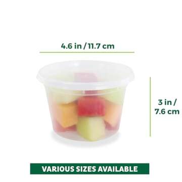 Freshware Food Storage Containers [50 Set] 16 oz Plastic Deli Containers with Lids, Slime, Soup, Meal Prep Containers | BPA Free | Stackable | Leakproof | Microwave/Dishwasher/Freezer Safe