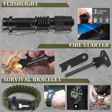 Gifts for Men Dad Husband Boyfriend Him, Survival Kits, 14 in 1 Survival Gear Camping Essentials Cool Gadgets for Camping Hiking Wilderness Adventures and Disaster Preparedness