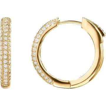 Gold Plated Cubic Zirconia Hoop Earrings by PAVOI