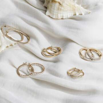 Gold Plated Cubic Zirconia Hoop Earrings by PAVOI