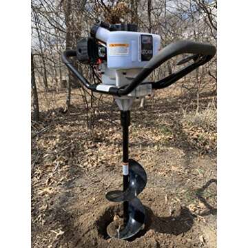 GardenTrax Earth Auger Combo 43cc 2cycle Powerhead with 8 Inch Auger Drill Bit EPA Compliant Post Hole Digger