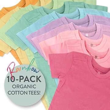 HonestBaby Rainbow T-Shirt 10-Pack for Girls 3T