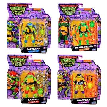 Teenage Mutant Ninja Turtles: Mutant Mayhem Basic Figure Turtle 4-Pack Bundle by Playmates Toys