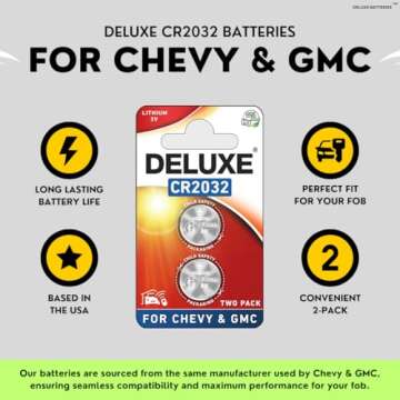 Chevy GMC Key Fob Battery - 2 Pack Replacement