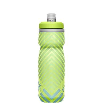 CamelBak Podium Chill Insulated Bike Water Bottle - Easy Squeeze Bottle - Fits Most Bike Cages - 21oz, Lime/Blue Stripe