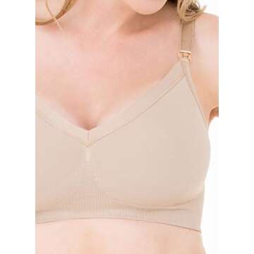 Ingrid & Isabel Women's Seamless Drop Cup Nursing Bra, Nude, Large