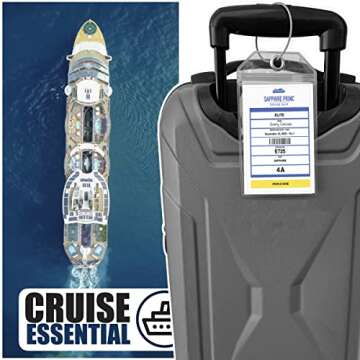 Princess Cruise Luggage Tag Holder by Cruise On [4 Pack] Fits All Princess Ships & Tags, Cruise Ship Essentials 2024 & 2025 - Clear Luggage Tags for Cruise Ships