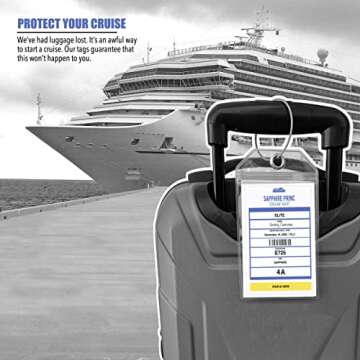 Princess Cruise Luggage Tag Holder by Cruise On [4 Pack] Fits All Princess Ships & Tags, Cruise Ship Essentials 2024 & 2025 - Clear Luggage Tags for Cruise Ships