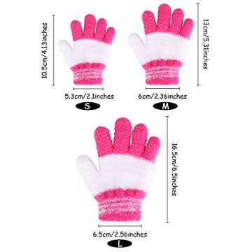 EBOOT Kids Gloves Full Fingers Knitted Gloves Warm Mitten Winter Favor for Little Boys and Girls(Color Set 4,4-7 Years Size,3 Pairs