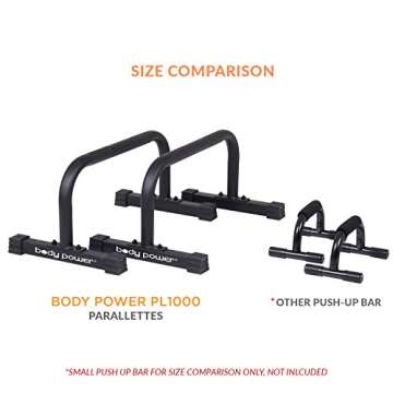 Body Power Push up Stand Parallel Bars Parallettes 12x24 inch Non-Slip with Integrated Knurling Grip - Supports Strength HIIT Yoga ROM Gymnastics Body Conditioning Exercise Workouts