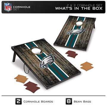 Wild Sports NFL Philadelphia Eagles 2' x 3' MDF Deluxe Cornhole Set - with Corners and Aprons, Team Color