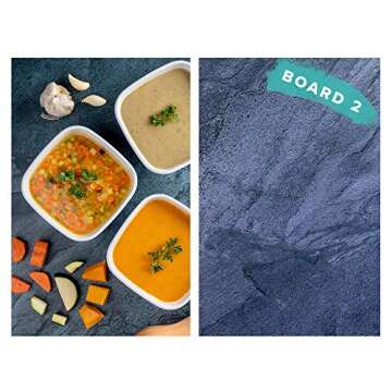 SnapIt Boards Combo-2 Boards & Bracket-Photo Backdrop Boards for Flat Lay or Food Photography Background, Durable Waterproof Realistic Photo Backgrounds for Product Photography 26x20 (The Blues Pack)