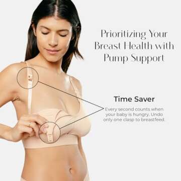 Supermom Pumping and Nursing Bra with Mesh band, Hands Free Maternity Bra for Breastfeeding, Comfortable Soft Breast Pump Bra with Simpleclasp, Nursing Bra Includes Cup Extender for Breast Pump