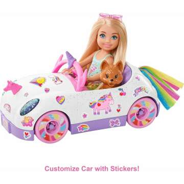 Barbie Chelsea Doll & Unicorn Car Set for Kids