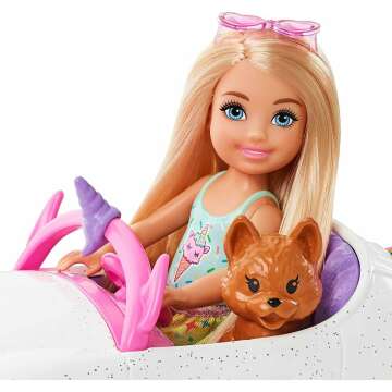 Barbie Chelsea Doll & Unicorn Car Set for Kids