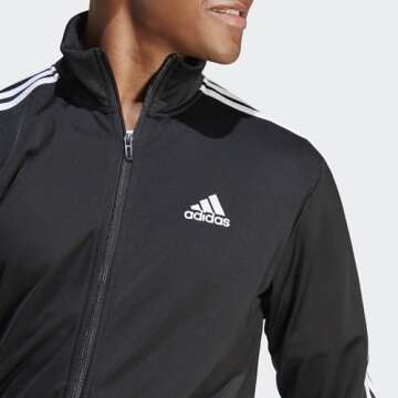 adidas Men's Basic 3-Stripes Tricot Track Suit - Black, Medium