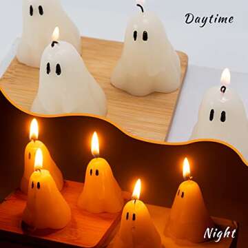 10 Pieces Halloween Ghost Candles Cute Decoration Candles, White Soy Wax Horror Spooky Tea Lights Candles Set Goth Gifts for Ghost Decor Fall Decor Halloween Party Home Bedroom Room Table Decorations