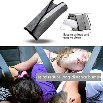 COFFLED Gray Seat Belt Pillow for Kids 2PC, Seatbelt Pillow for Child Travel, Seat Belt Pillow for Toddler Head Protector, Shoulder Pad for Car Safety Seatbelt, Car Sleeping Seat Belt Pillow Support