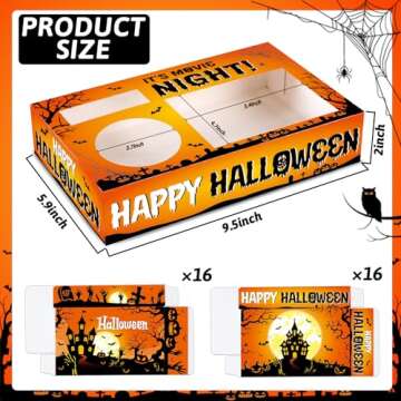 QOUBAI 32Pcs Halloween Party Supplies Movie Night Paper Snacks Boxes Halloween Movie Theater Snack Tray Party Decorations Movie Popcorn Drink Holder Set for Halloween Birthday Trick or Treat Party