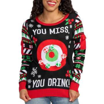 Tipsy Elves Women's Ugly Christmas Sweater Drinking Game - X-Small