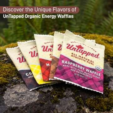 UnTapped Coffee-Infused Organic Waffles 1.1 oz Each, Box of 16 - Endurance Sports Snacks Sweetened with Real Maple Syrup, Maple Sugar, and Coffee | Vegan & Real Food Waffles | Ideal for Athletic Performance