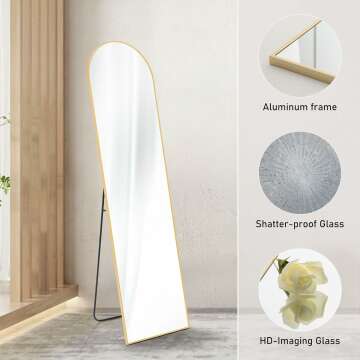 Elegant Gold Arch Full Body Floor Mirror