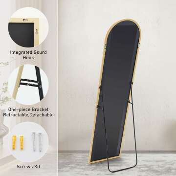 Elegant Gold Arch Full Body Floor Mirror