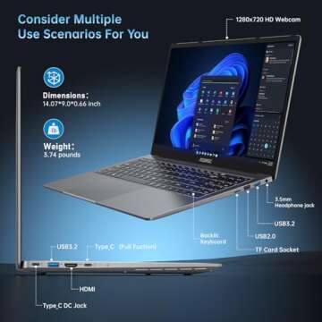 ACEMAGIC Laptop Computer AMD Ryzen 7 5700U Gaming Laptop 16GB DDR4 512GB M.2 2280 NVMe SSD Windows Laptop Office Laptops Home Laptops Windows11 16.1-inch IPS FHD WIFI6 BT5.2 HDMI Type-C USB3.2