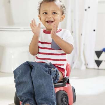 The First Years Training Wheels Racer Potty Training Toilet - Race Car Training Potty - Includes Detachable Toddler Toilet Seat and Kids Potty - Ages 18 Months and Up