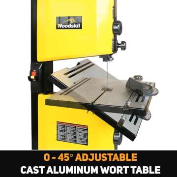 Woodskil 3-Amp 9-Inch Band Saw, 2500FPM Benchtop Bandsaw with Removable Safty Key, Cast Aluminum Table, Steel Base for woodworking