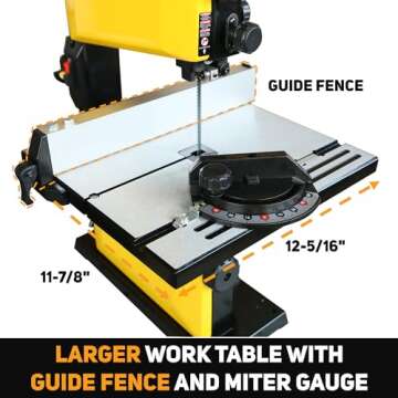 Woodskil 3-Amp 9-Inch Band Saw, 2500FPM Benchtop Bandsaw with Removable Safty Key, Cast Aluminum Table, Steel Base for woodworking