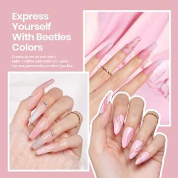 Beetles Gel Nail Polish Kit with Uv Light 48W Led Nail Lamp 6 Colors Nude Gray Pink Gel Polish Starter Kit Manicure Soak off Led Salon DIY Home Valentine's Day Gift for Women