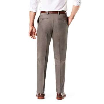 Dockers Men's Straight Fit Signature Lux Cotton Stretch Khaki Pant-Creased, Dark Pebble, 28W x 30L