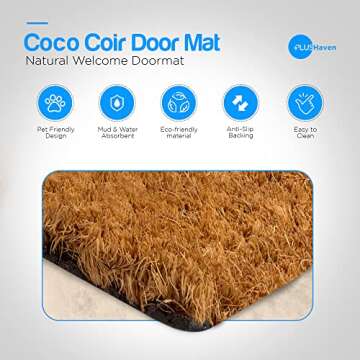 PLUS Haven Coco Coir Home Entrance Door Mat – 17.5x30-in. Home Sweet Home Welcome Mat - Heavy Duty Doormat for Outdoor & Indoor Use