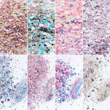 Holographic Nail Glitter Set - 8 Colors for Art