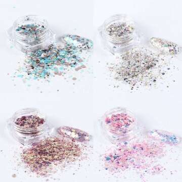 Holographic Nail Glitter Set - 8 Colors for Art