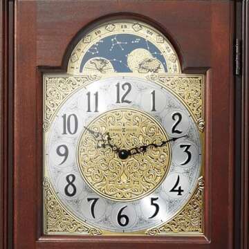 Howard Miller Princeton Grandfather Clock, Swan Neck Pediment Illuminated Wooden Frame & Wood Finish, Analog Dial with Brass-Finished & Arabic Numerals Perfect Floor Clock for Home & Living Room