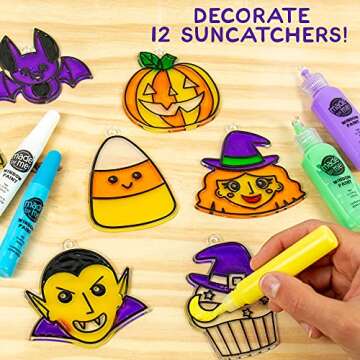 Made By Me Create Your Own Halloween Window Art, DIY Suncatcher Kit and Clings, Great Staycation or Sleepover Activity, Fun Group Activity, Arts and Crafts Set for Kids Ages 6, 7, 8, 9