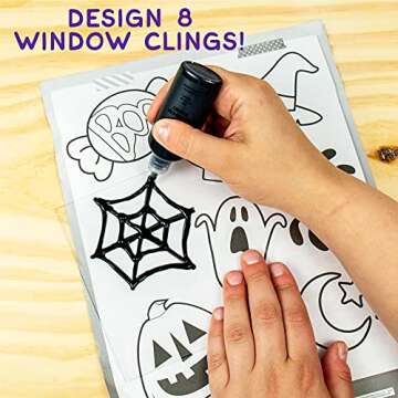 Made By Me Create Your Own Halloween Window Art, DIY Suncatcher Kit and Clings, Great Staycation or Sleepover Activity, Fun Group Activity, Arts and Crafts Set for Kids Ages 6, 7, 8, 9