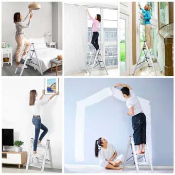 DOFIMATE 3 Step Ladder,Step Ladder 3 Step Folding,3 Step Ladder Folding Step Stools with Wide Anti-Slip Pedal,Kitchen Ladder 330lbs Capacity