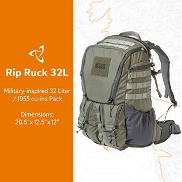 Mystery Ranch Rip Ruck 32 Backpack - Military Inspired Tactical Pack, L/XL, Foliage