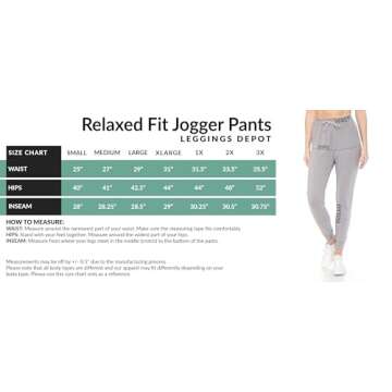 Leggings Depot Womens Relaxed fit Jogger Pants - Track Cuff Sweatpants with Pockets, Black, Large