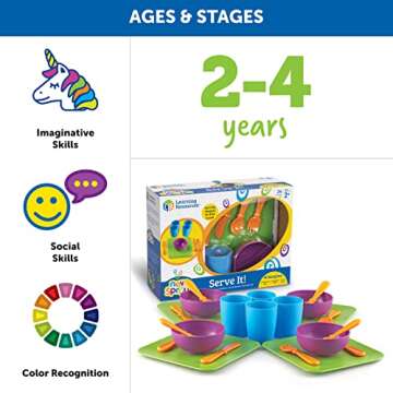 Learning Resources New Sprouts Serve It! Dish Set, Early Social Interactions, 24 Pieces, Ages 2+