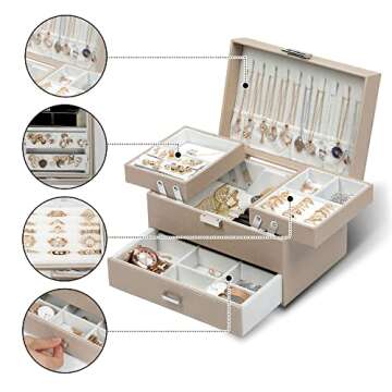 Dajasan 3 Layers Jewelry Box Organizer for Women