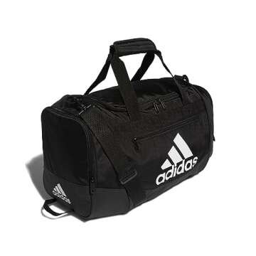 adidas Unisex Adult Defender 4.0 Duffel, Durable Athletic Sports Gym Travel Bag for Men and Women, Black/White, Small (38 L)