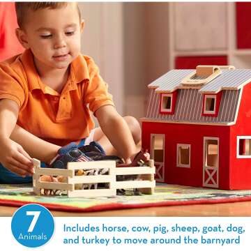 Melissa & Doug Fold and Go Wooden Barn Playset