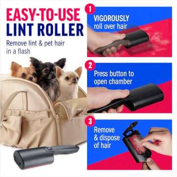 Chom Chom Roller Mini for Pet Hair - Mini ChomChom Lint Roller Pet Hair Removal Tool for Clothes, Couches and Cars - Dog Hair Remover and Lint Remover for Clothes - Reusable Lint Roller for Cat Hair