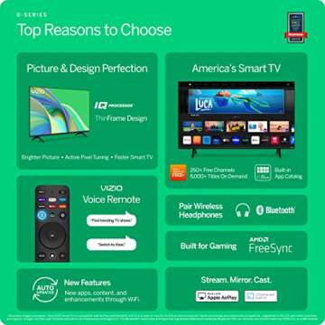 VIZIO 24-inch D-Series FHD LED Smart TV w/Bluetooth Headphone Capable, AMD FreeSync & Alexa Compatibility, D24fM-K01, 2023 Model (Renewed)