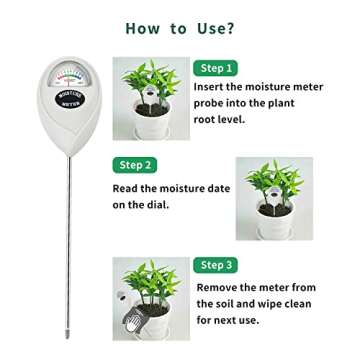 Censinda Soil Moisture Meter, Soil Moisture Monitor for House Plants, Soil Hygrometer Moisture Sensor for Indoor & Outdoor, Garden, Farm, Lawn Plant Care, No Battery Needed(White)